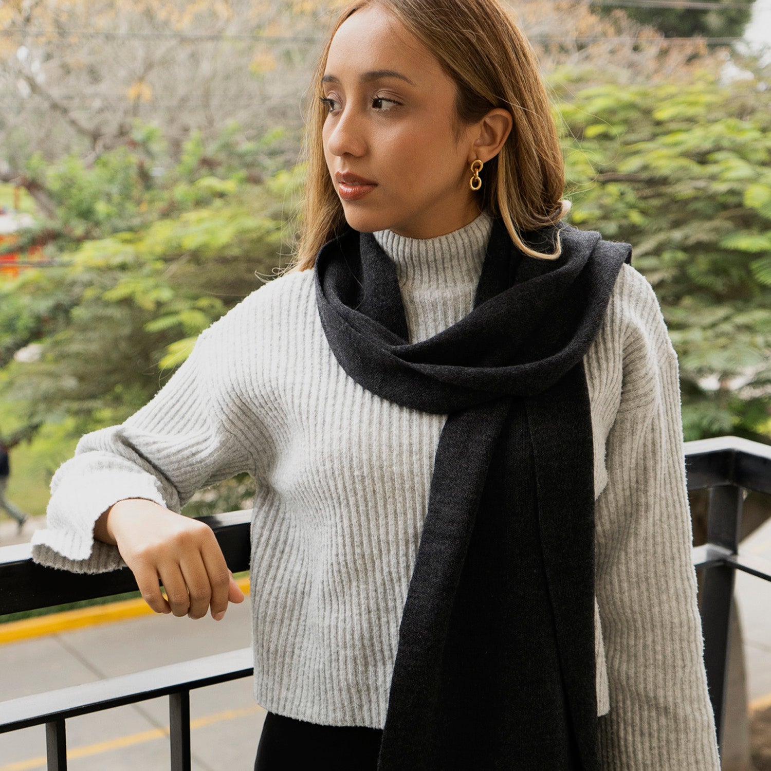 Bufanda Alpaca Con Línea