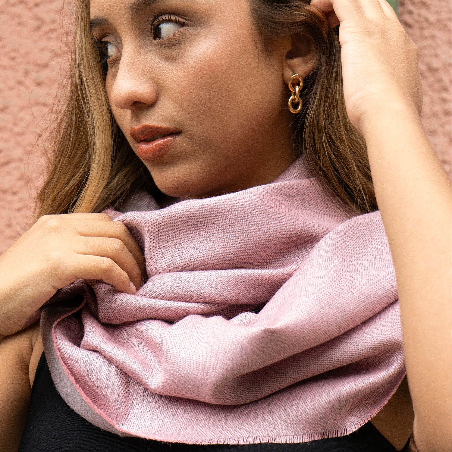 Bufanda Baby Alpaca Doble Cara Fucsia