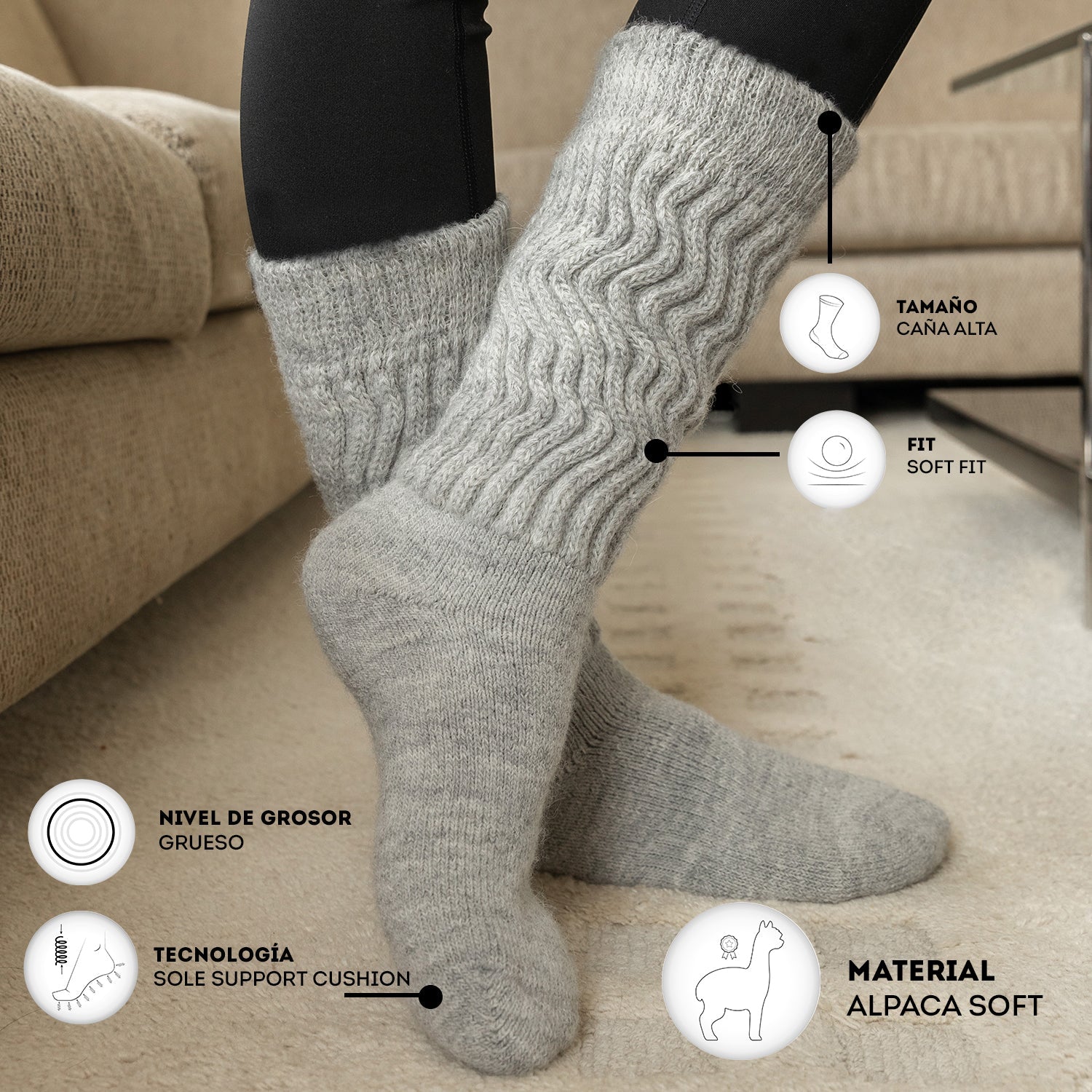 MEDIAS DE ALPACA TOTALMENTE AFELPADAS IDEALES PARA EMBARAZADAS Y DIABÉTICOS