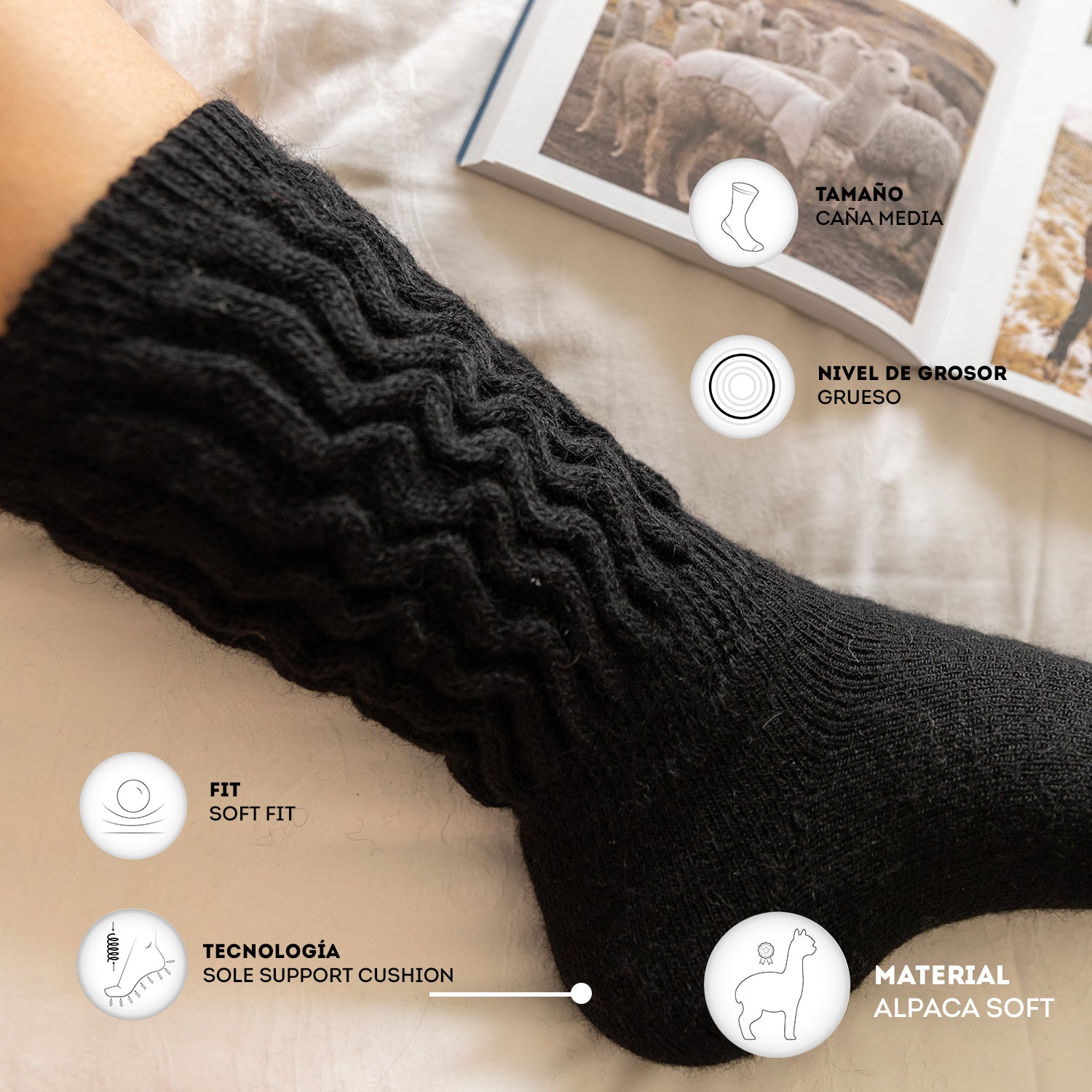 MEDIAS GRUESAS DE ALPACA AFELPADAS IDEALES PARA DIABÉTICOS