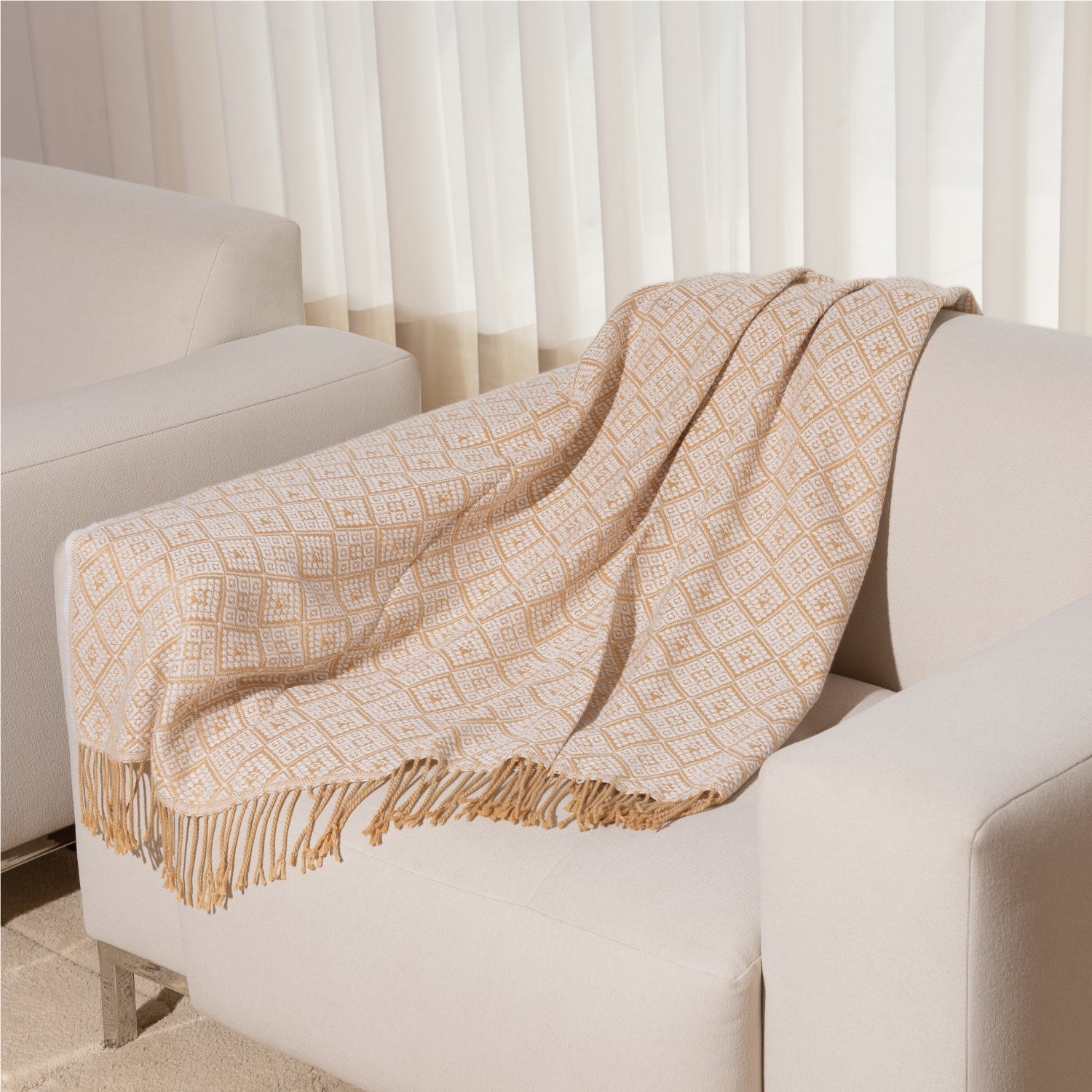 Manta Tejida Solimana Mostaza/Khaki