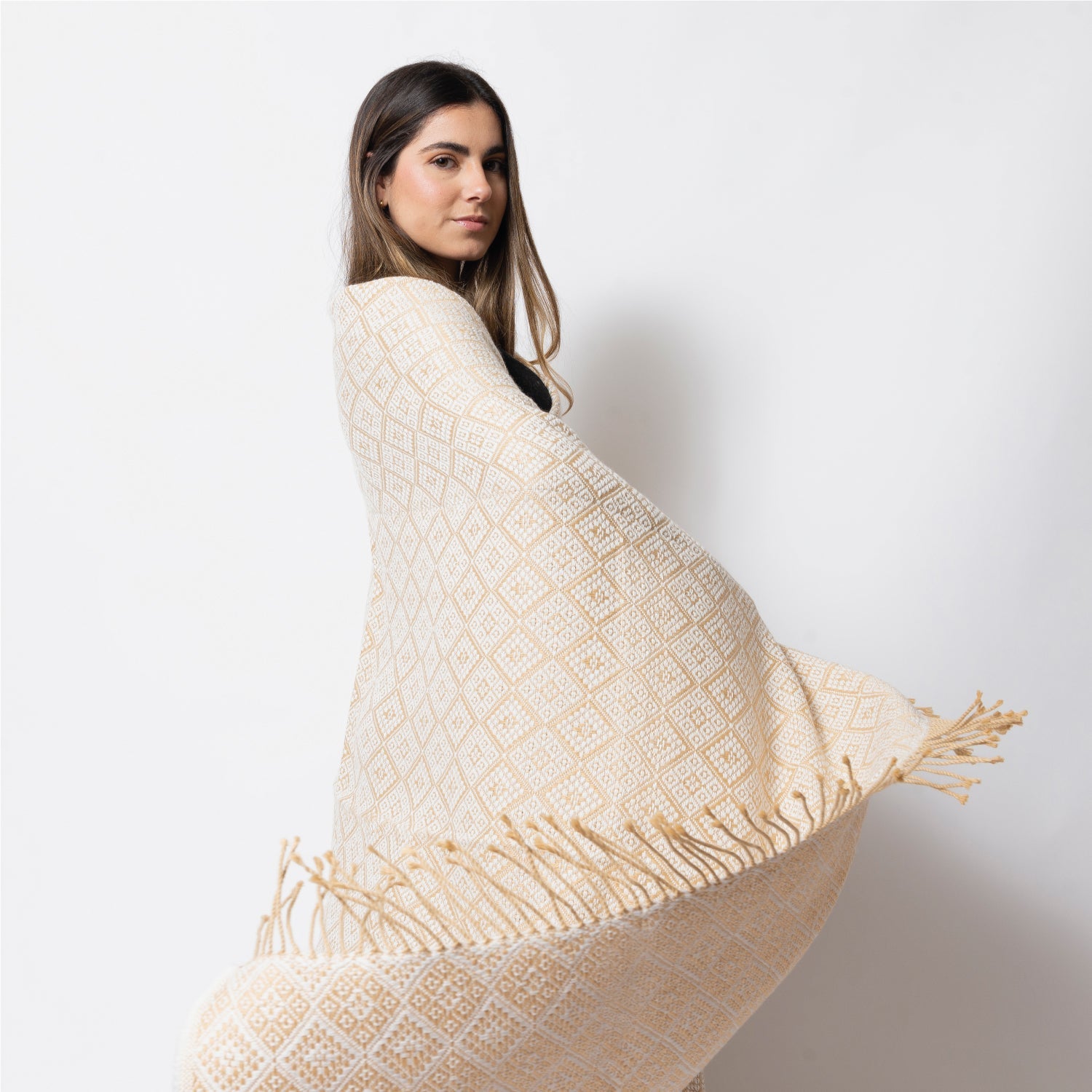 Manta Tejida Solimana Mostaza/Khaki