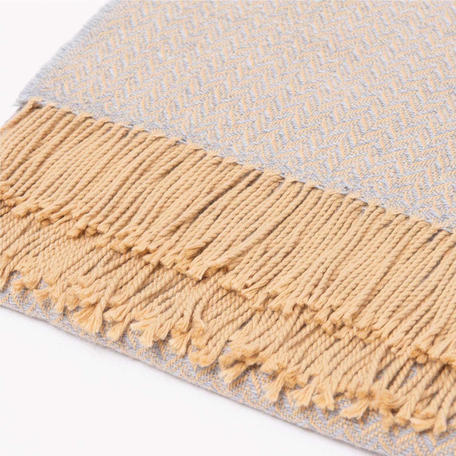 Manta Tejida Solimana Gris/Mostaza