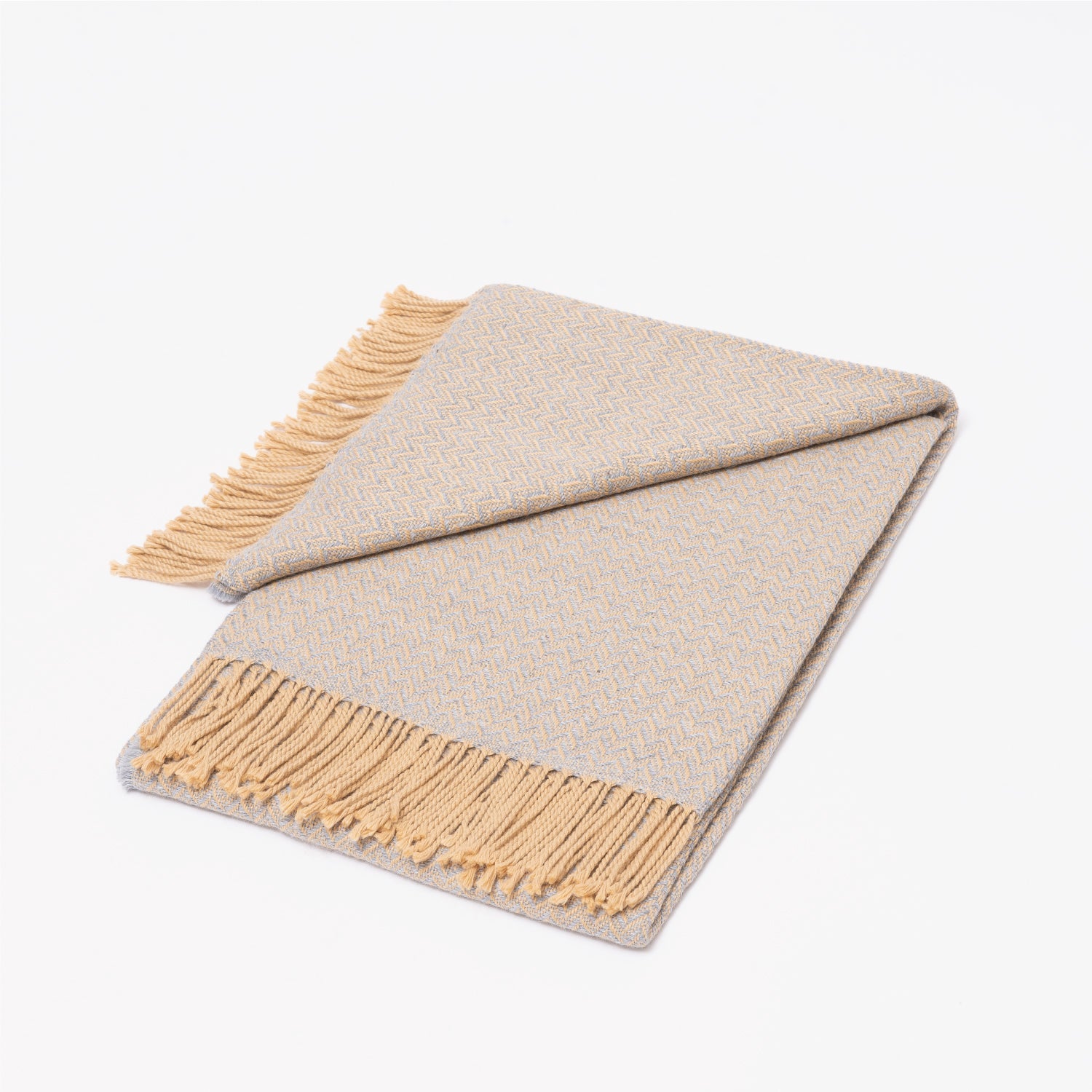 Manta Tejida Solimana Gris/Mostaza