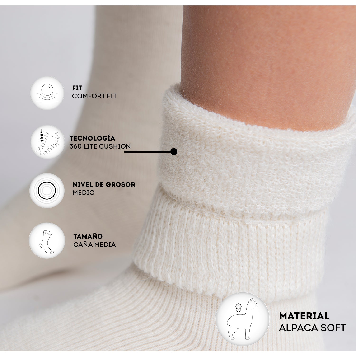 Medias de Alpaca totalmente afelpada Comfort Total