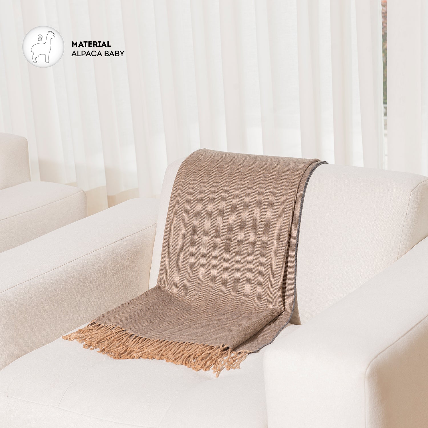 Manta Baby Alpaca Coropuna Marrón/Beige