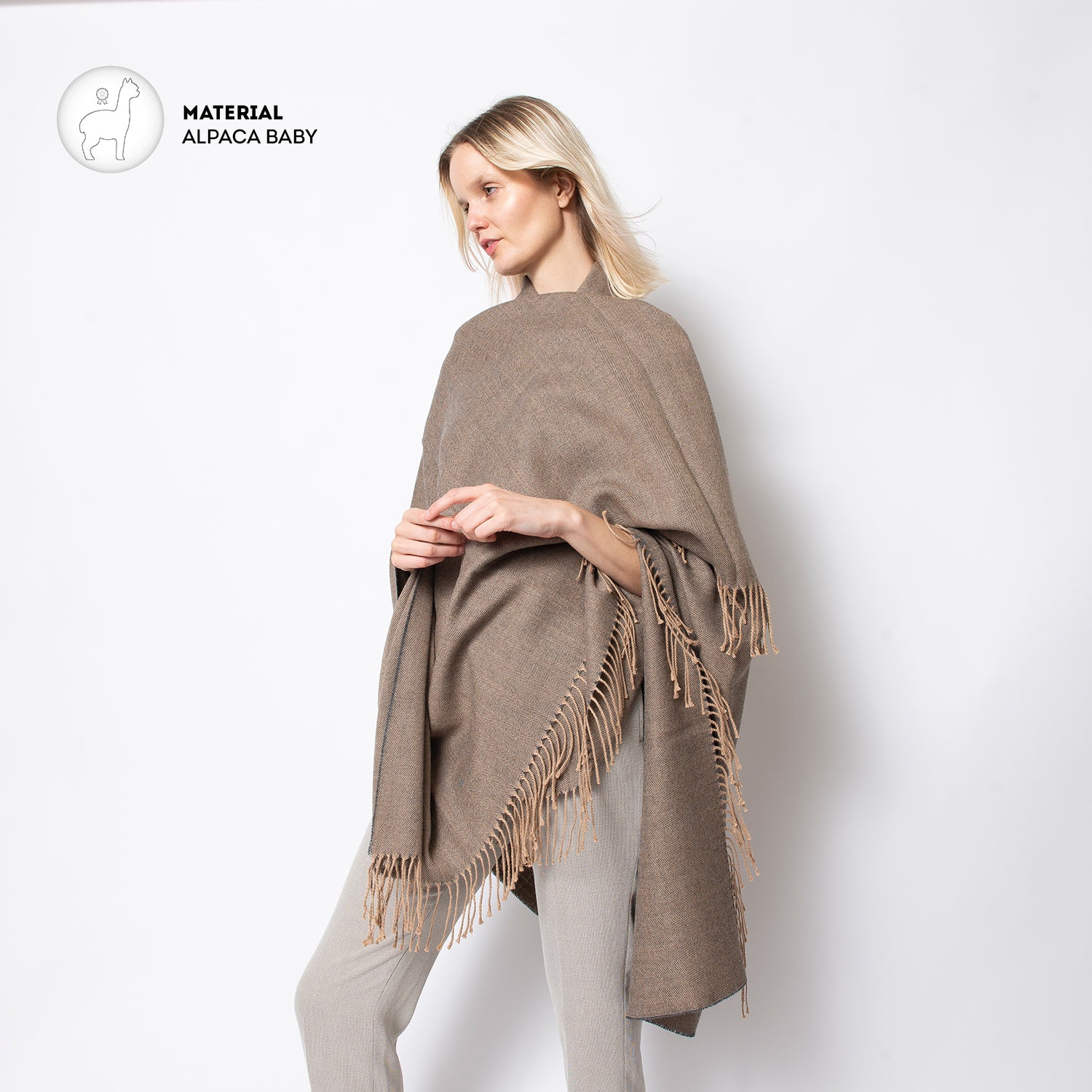 Manta Baby Alpaca Coropuna Marrón/Beige